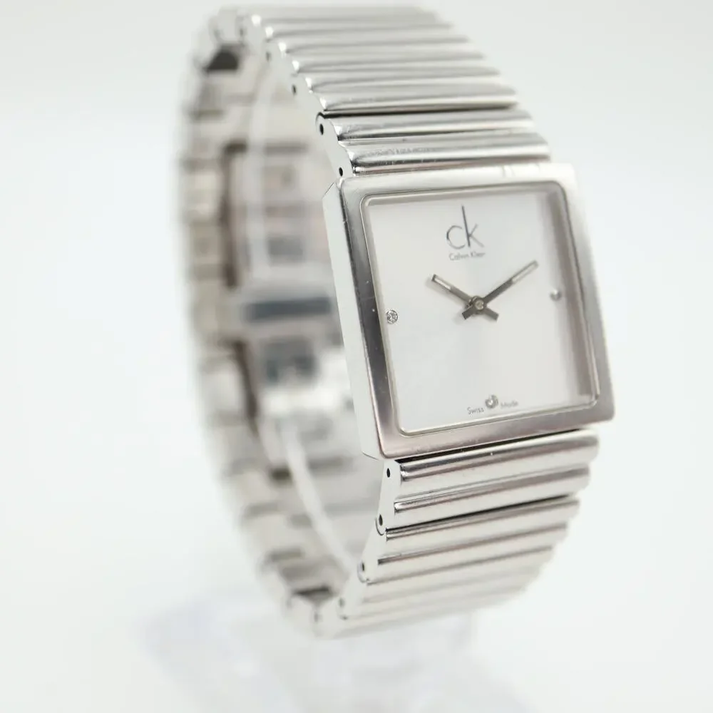 Calvin Klein Womens Swiss Made Diamond Watch 27mm Sapphire Crystal w New Battery